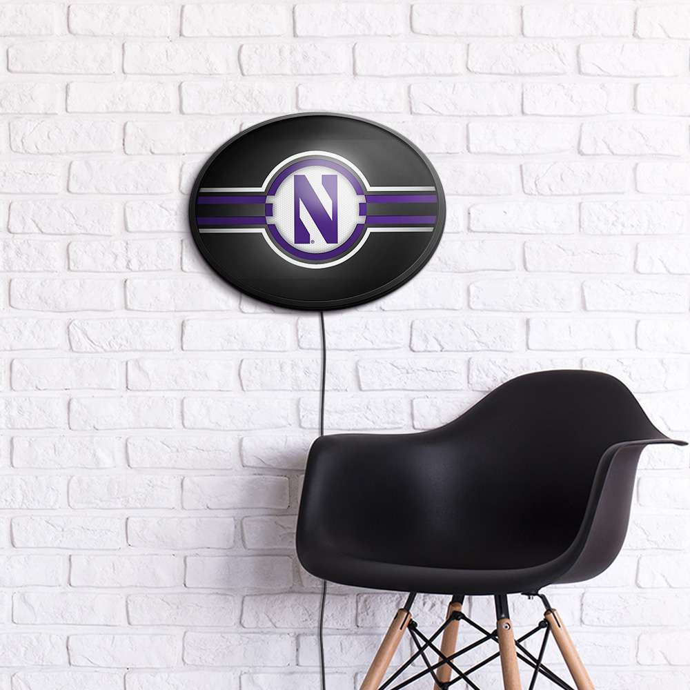 Northwestern Wildcats Oval Slimline Lighted Wall Sign - Black