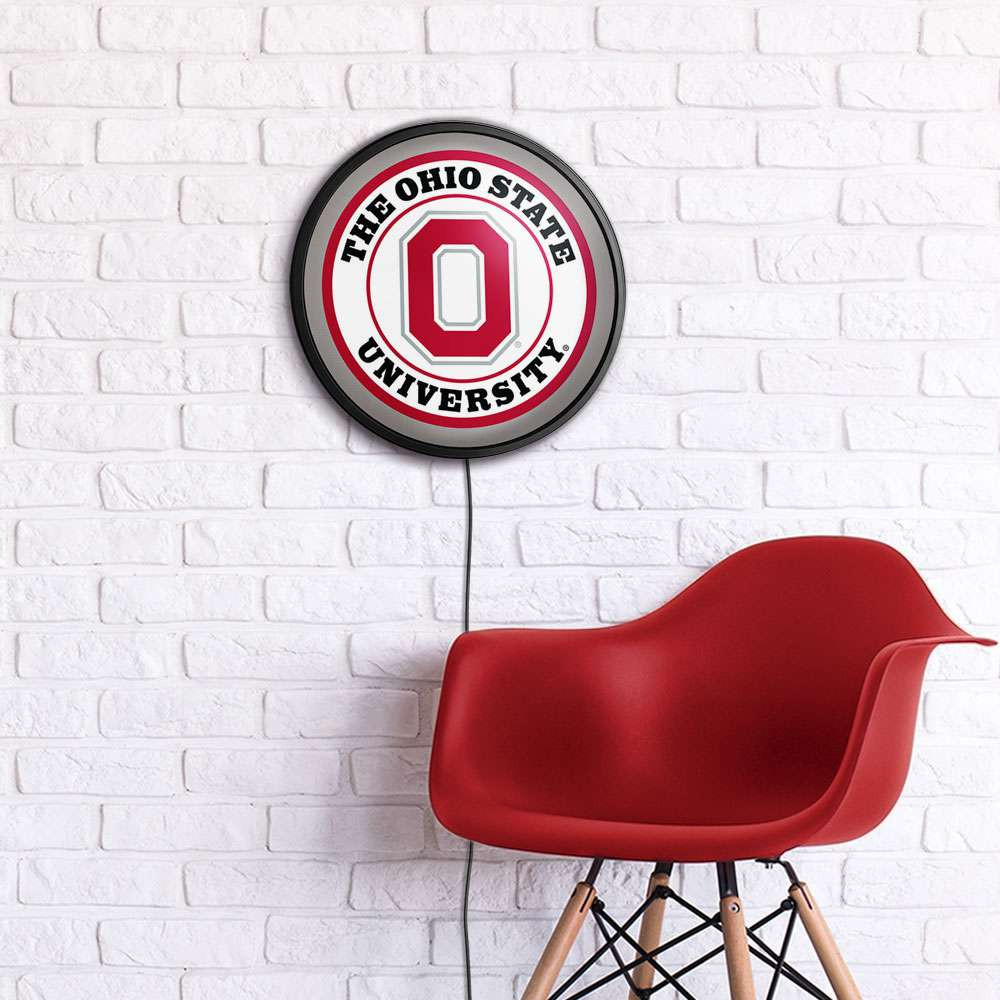 Ohio State Buckeyes Block O - Round Slimline Lighted Wall Sign