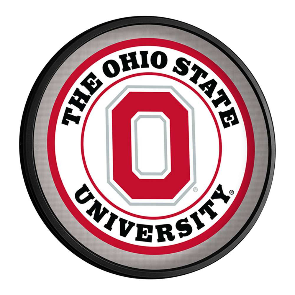 Ohio State Buckeyes Block O - Round Slimline Lighted Wall Sign | The Fan-Brand | NCOHST-130-01