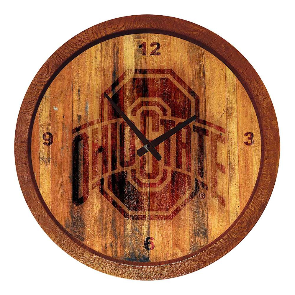 Ohio State Buckeyes Branded Faux Barrel Top Wall Clock | The Fan-Brand | NCOHST-560-02