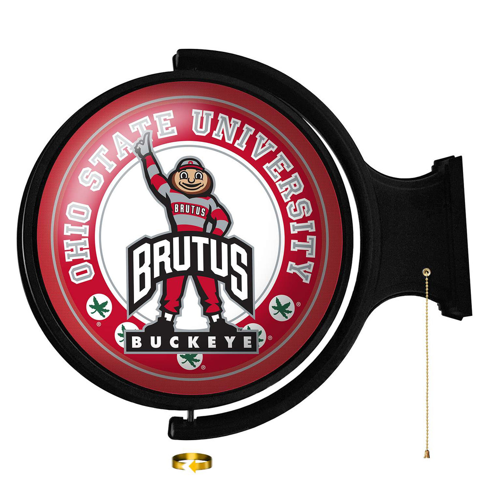 Ohio State Buckeyes Brutus - Original Round Rotating Lighted Wall Sign | The Fan-Brand | NCOHST-115-02