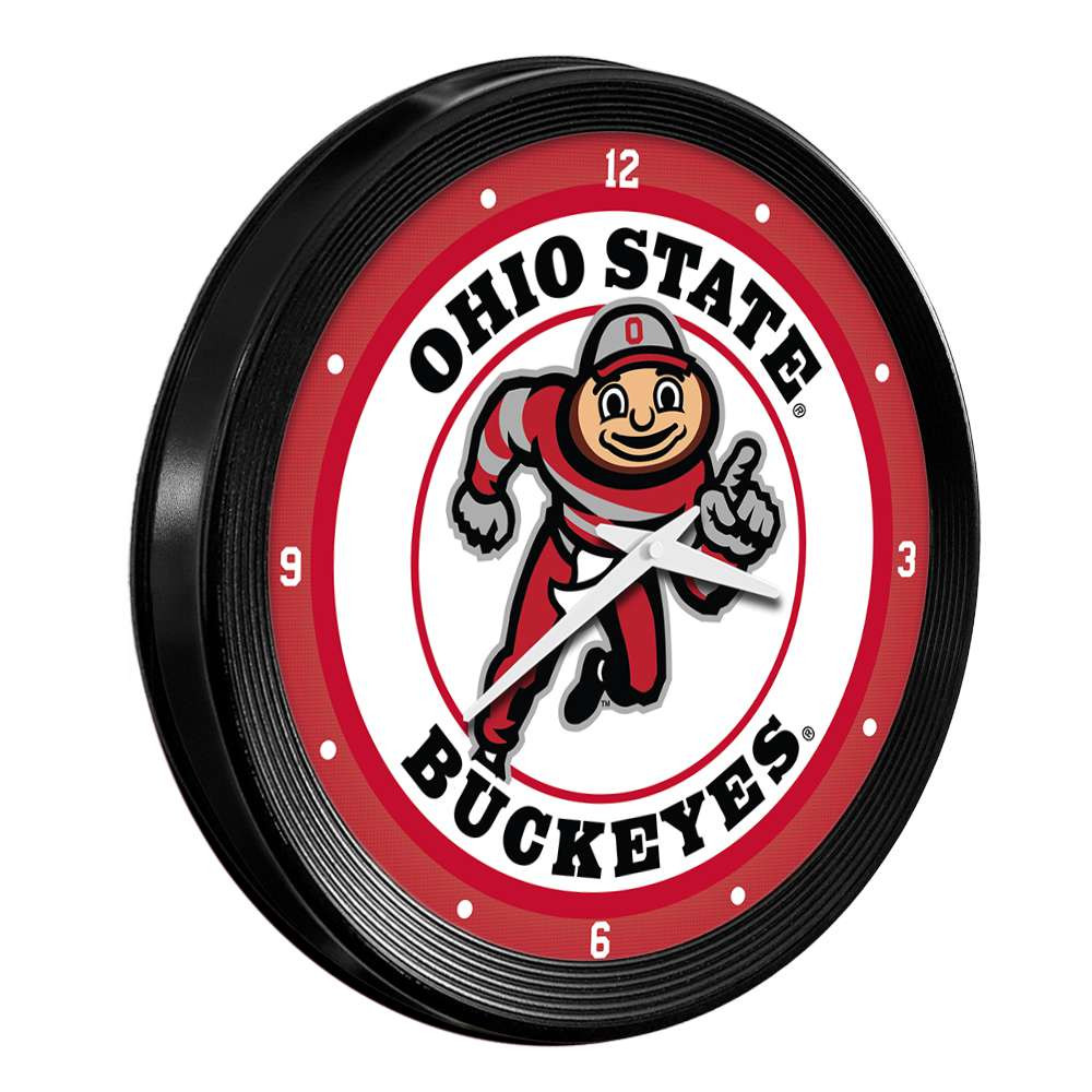 Ohio State Buckeyes Brutus - Ribbed Frame Wall Clock