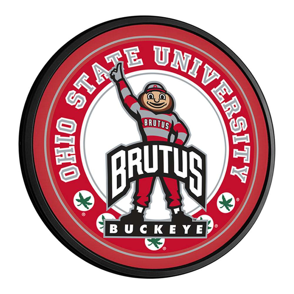 Ohio State Buckeyes Brutus - Round Slimline Lighted Wall Sign | The Fan-Brand | NCOHST-130-02