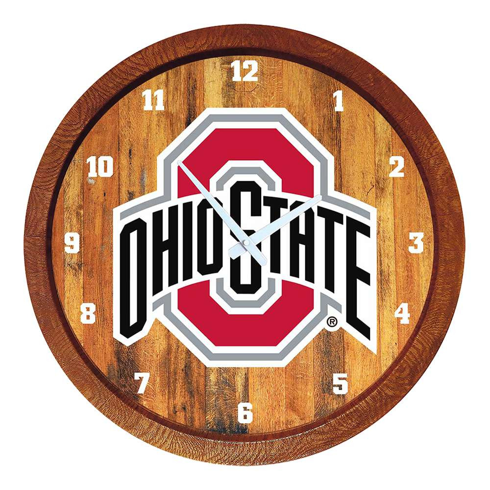 Ohio State Buckeyes Faux Barrel Top Wall Clock | The Fan-Brand | NCOHST-560-01