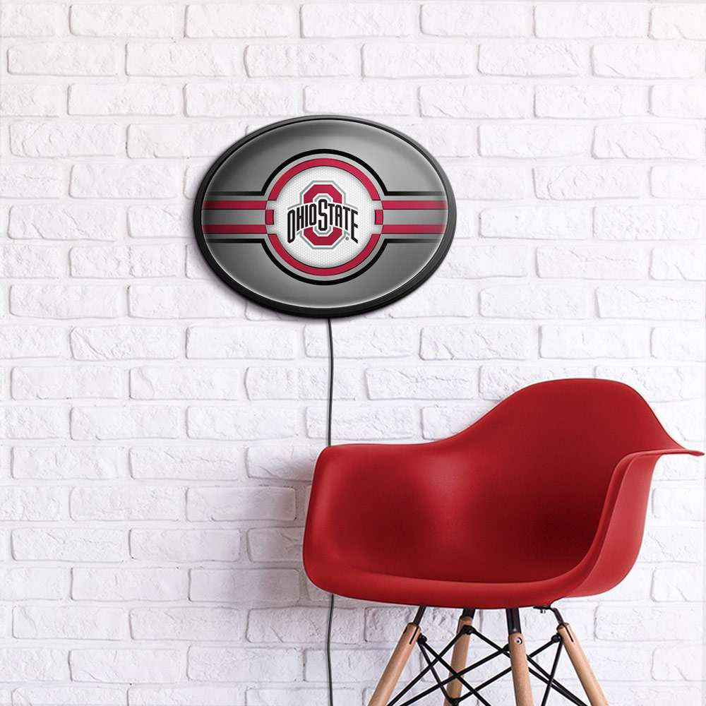 Ohio State Buckeyes Oval Slimline Lighted Wall Sign - Gray