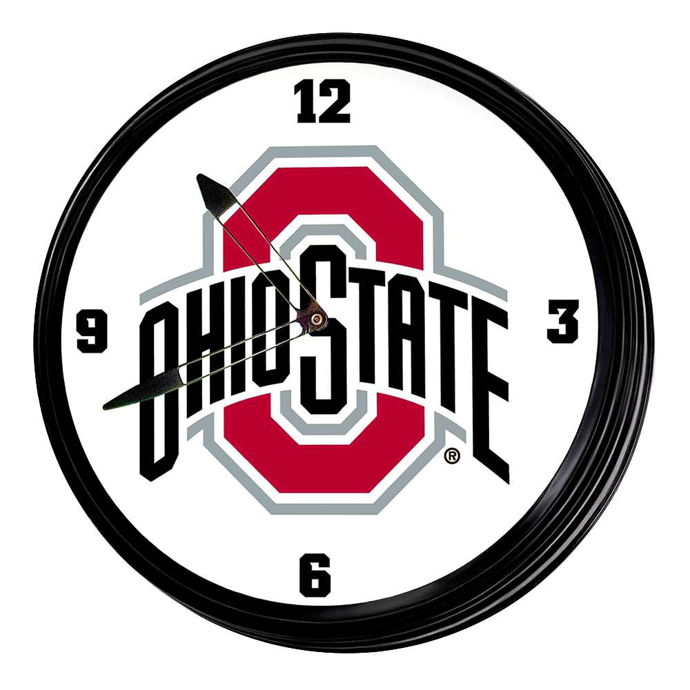 Ohio State Buckeyes Retro Lighted Wall Clock | The Fan-Brand | NCOHST-550-01