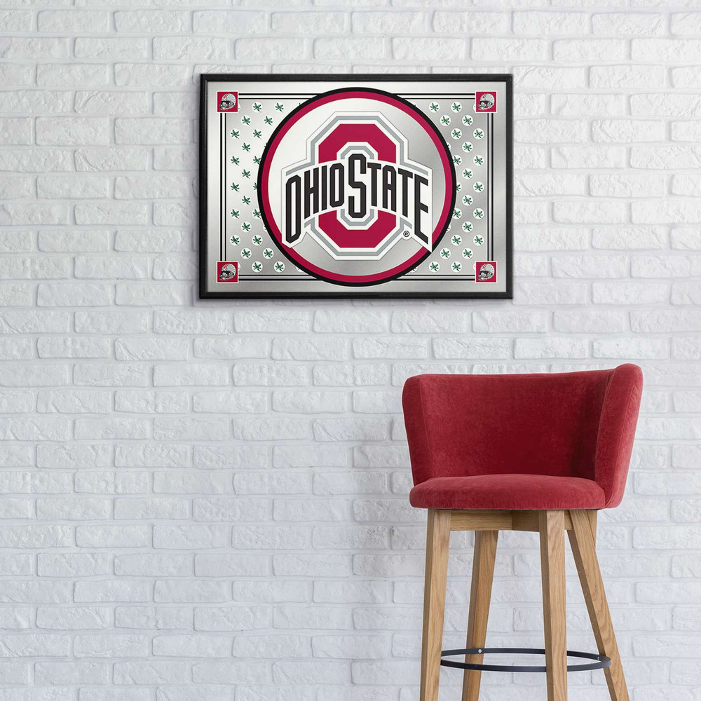 Ohio State Buckeyes Team Spirit - Framed Mirrored Wall Sign - Black | The Fan-Brand | NCOHST-265-02B