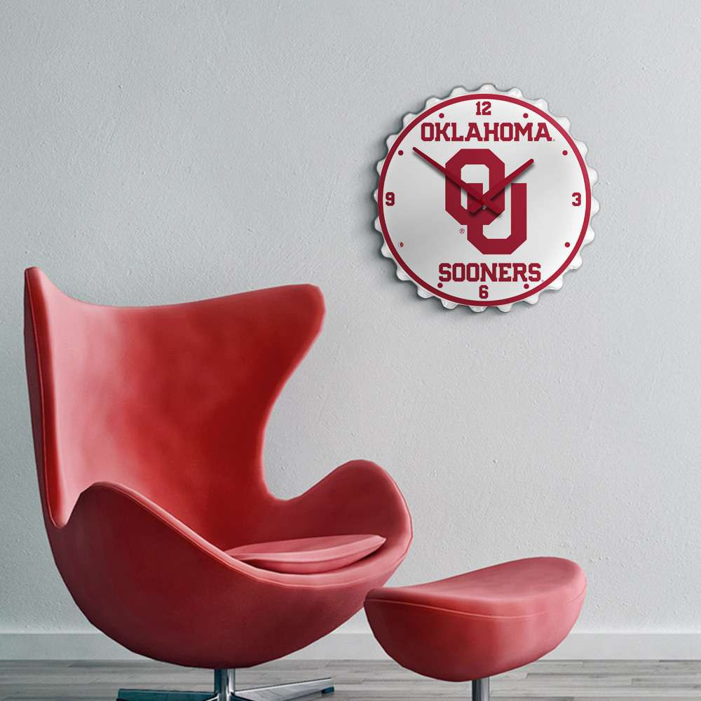 Oklahoma Sooners  Bottle Cap Wall Clock - White