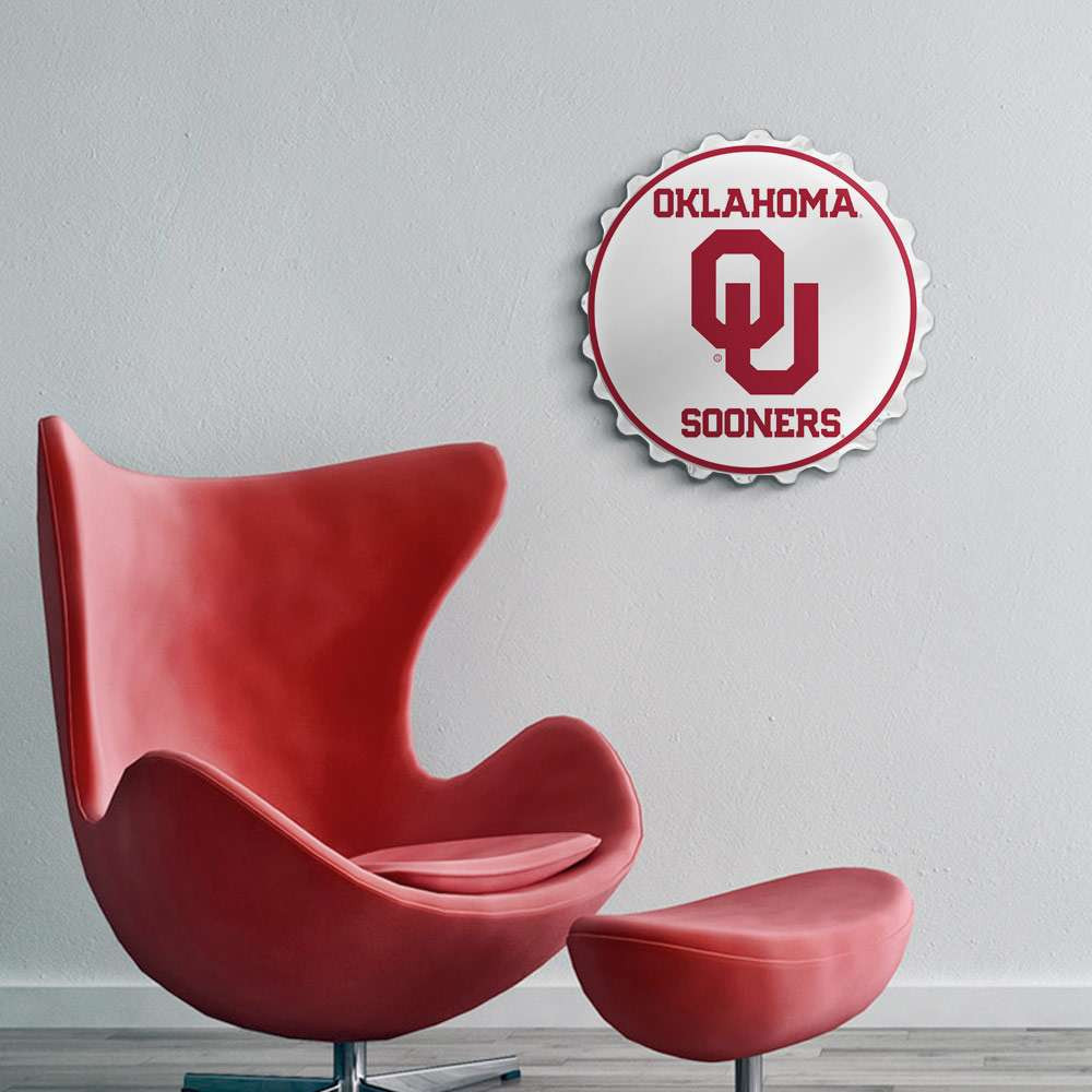 Oklahoma Sooners Bottle Cap Wall Sign - White