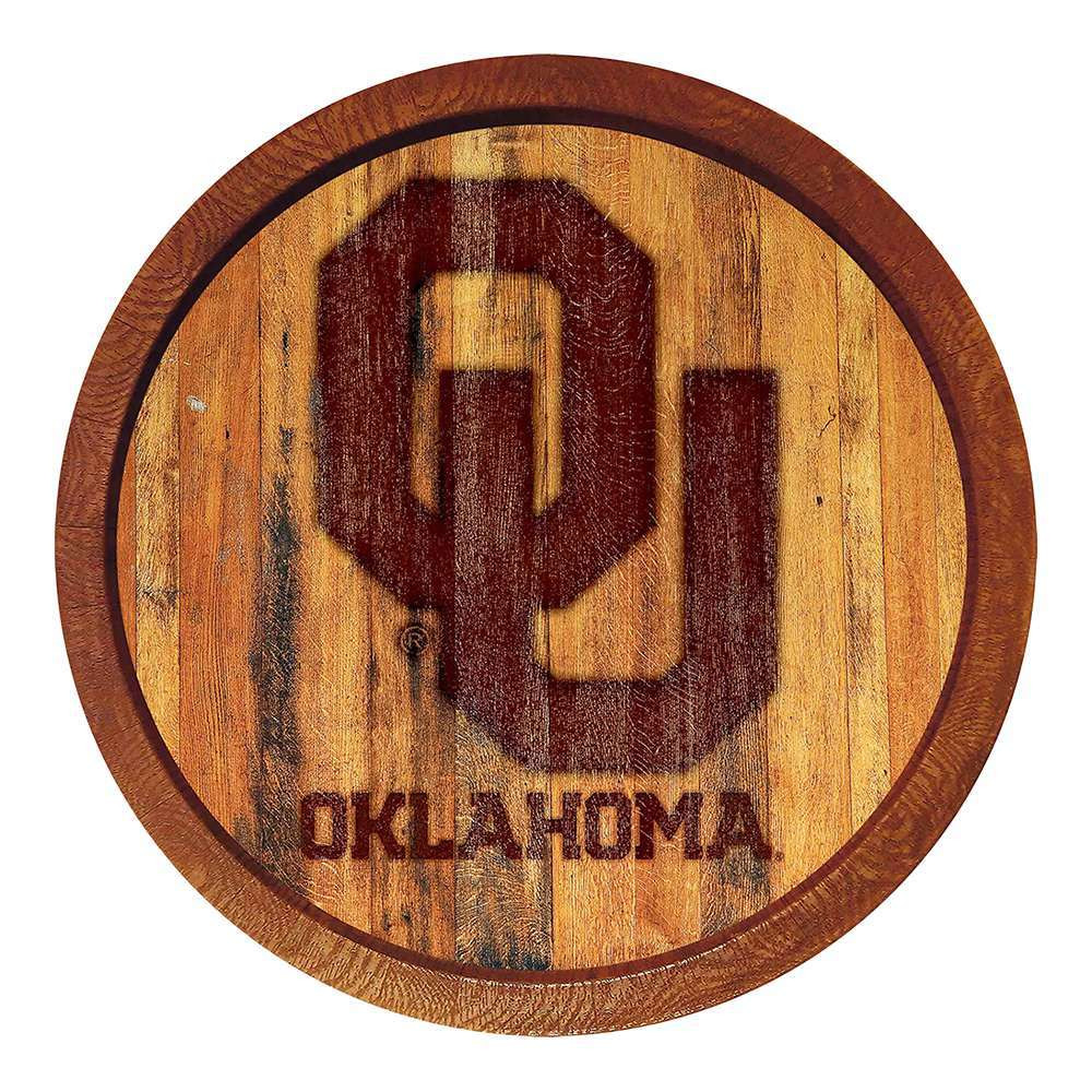 Oklahoma Sooners Branded Faux Barrel Top Sign | The Fan-Brand | NCOKLA-240-02