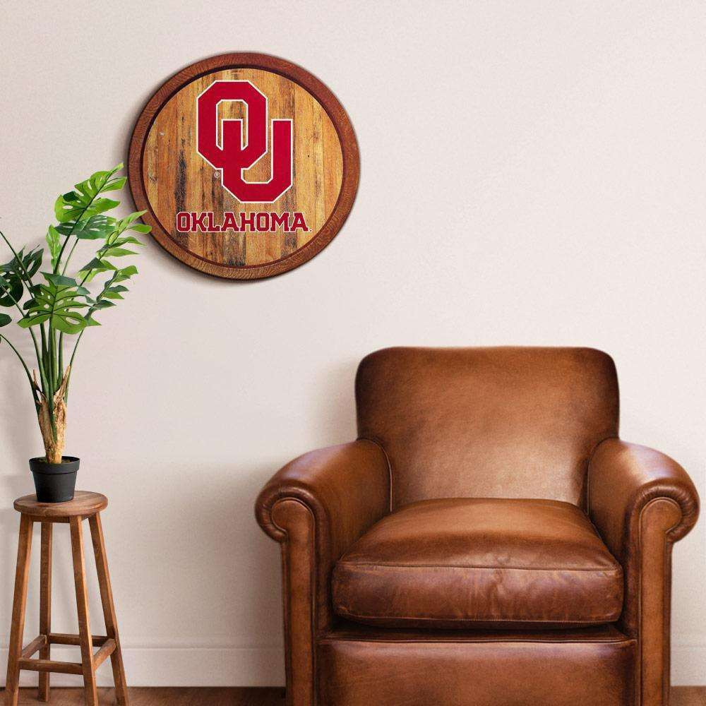 Oklahoma Sooners Faux Barrel Top Sign