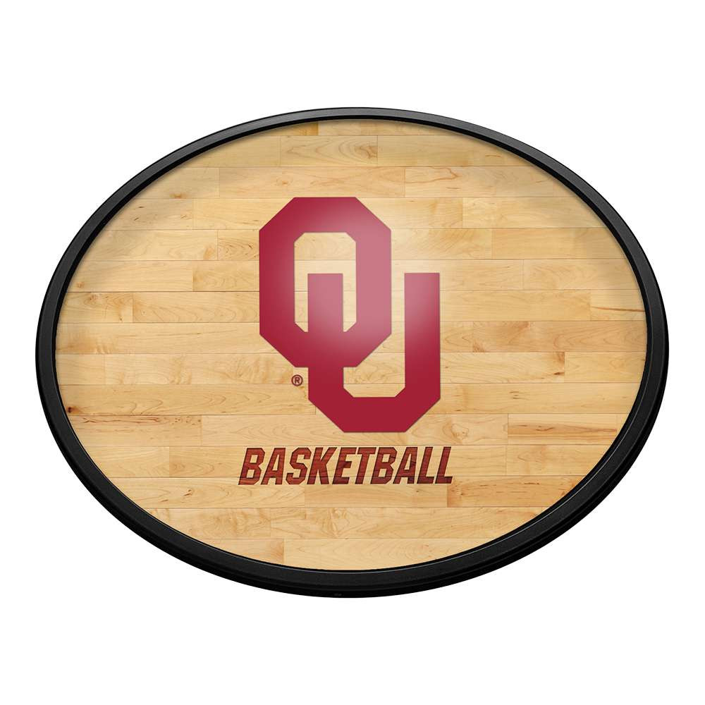 Oklahoma Sooners Hardwood - Oval Slimline Lighted Wall Sign | The Fan-Brand | NCOKLA-140-12