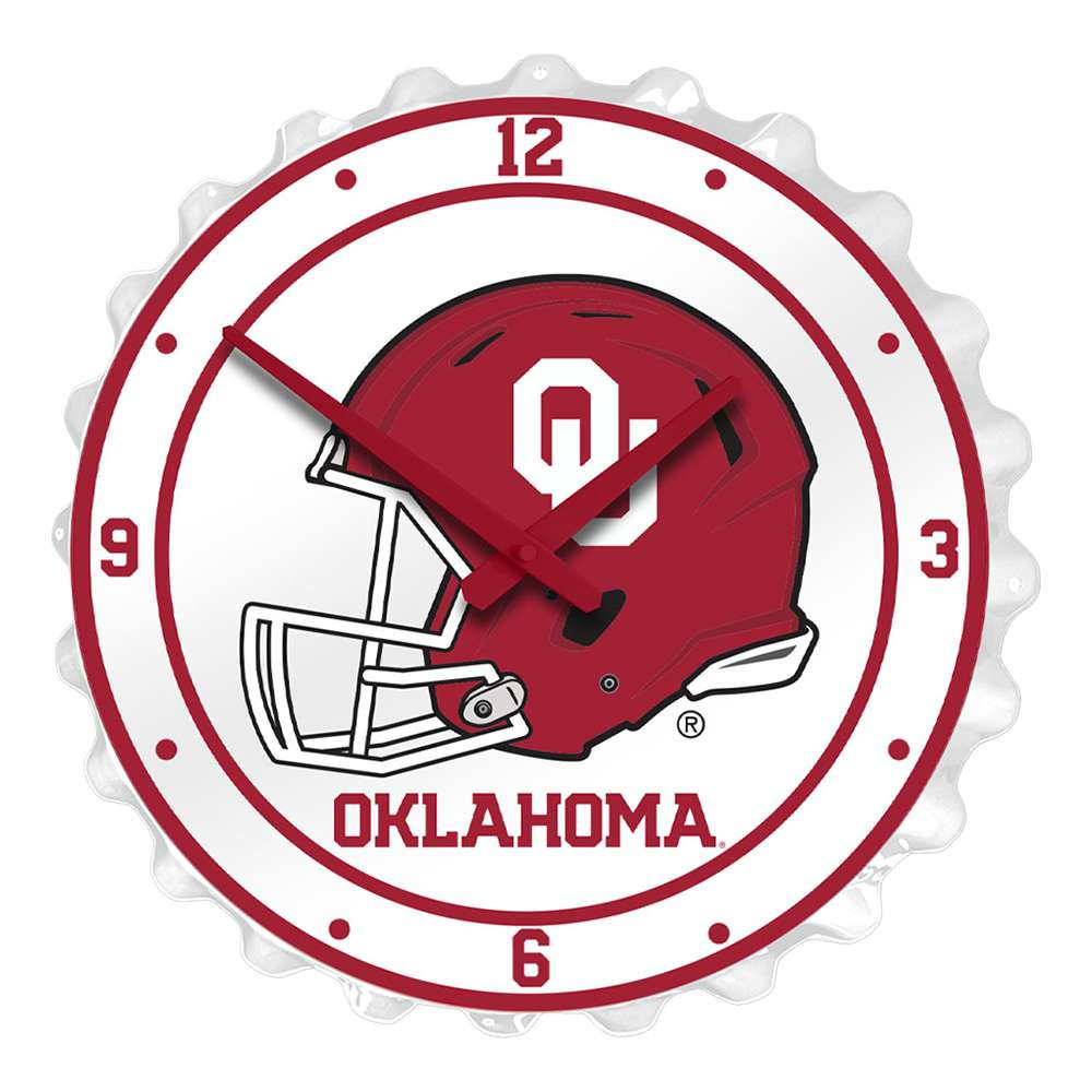 Oklahoma Sooners Helmet - Bottle Cap Wall Clock | The Fan-Brand | NCOKLA-540-03