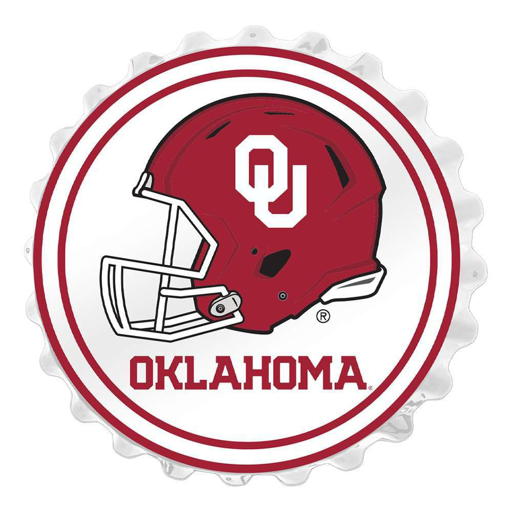 Oklahoma Sooners Helmet - Bottle Cap Wall Sign | The Fan-Brand | NCOKLA-210-03