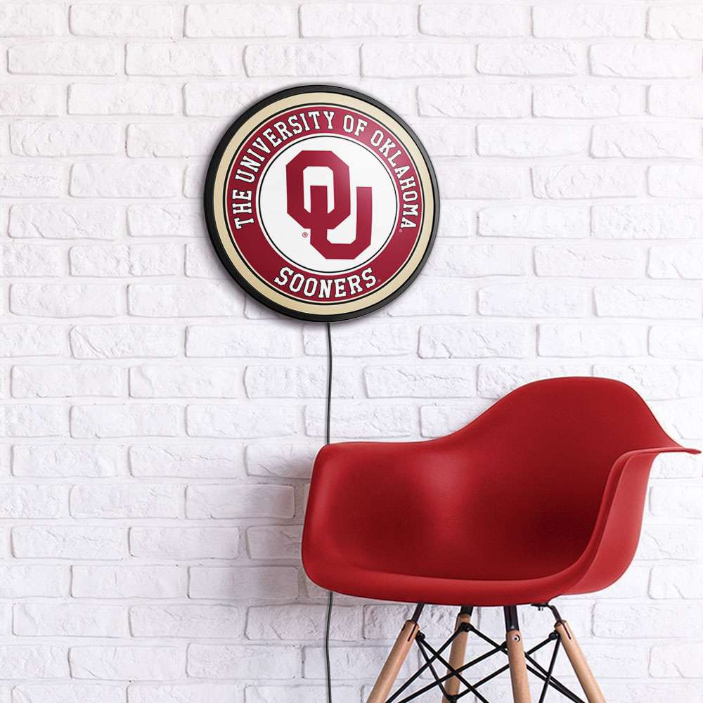 Oklahoma Sooners Round Slimline Lighted Wall Sign