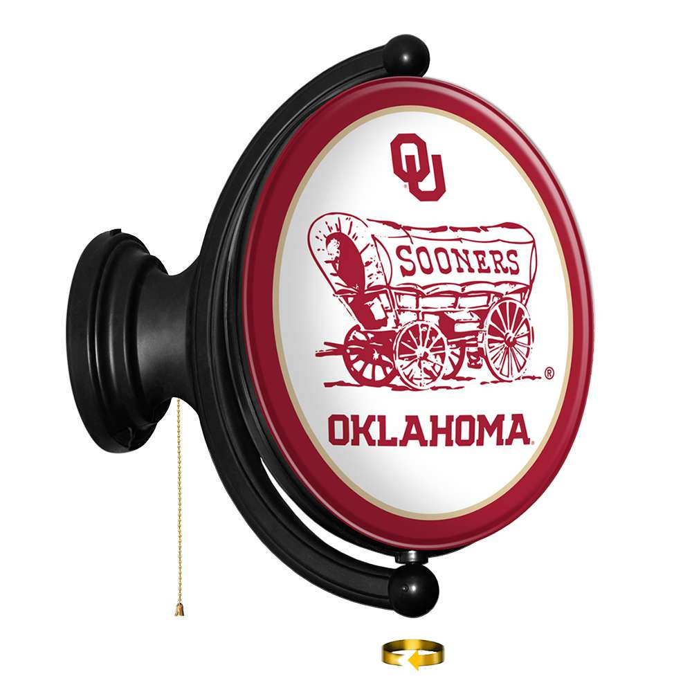 Oklahoma Sooners Schooner - Original Oval Rotating Lighted Wall Sign | The Fan-Brand | NCOKLA-125-02