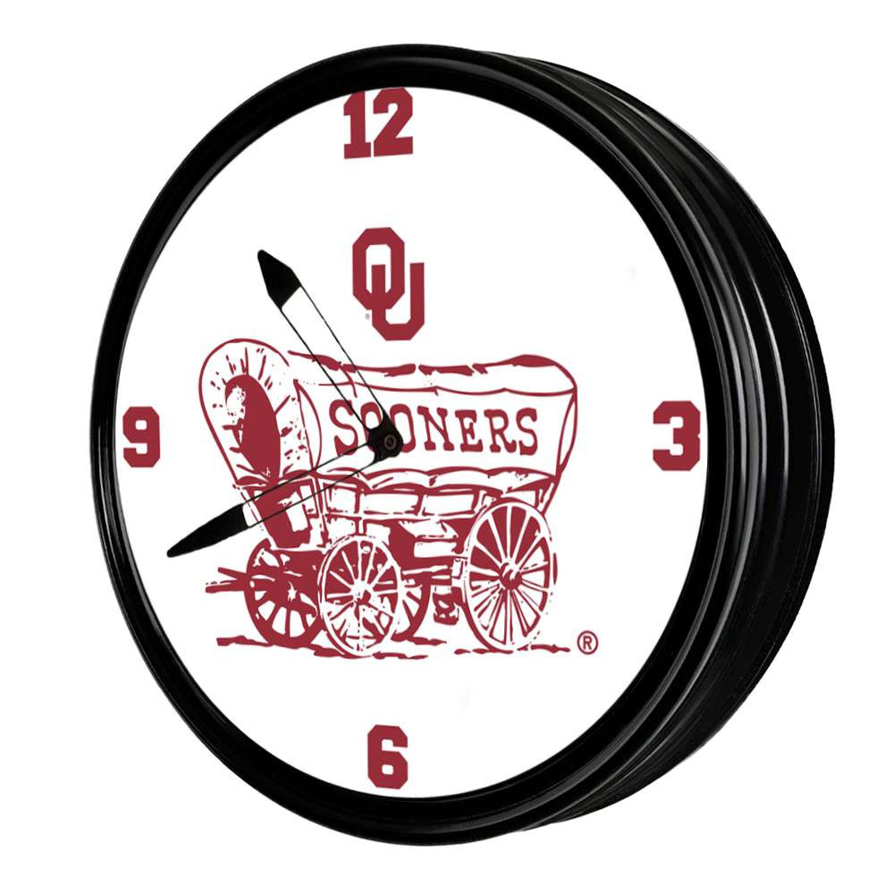 Oklahoma Sooners Schooner - Retro Lighted Wall Clock