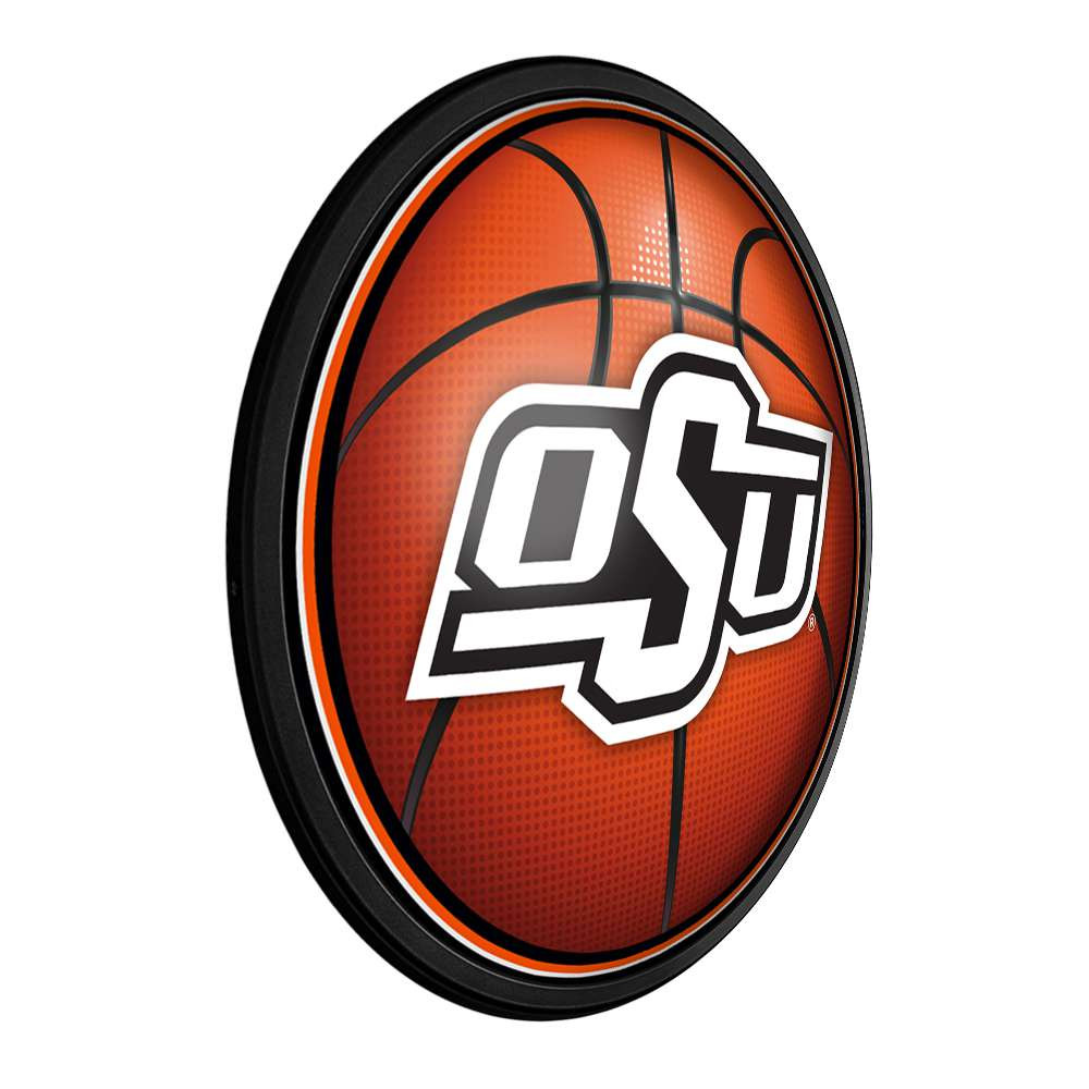 Oklahoma State Cowboys Basketball - Round Slimline Lighted Wall Sign