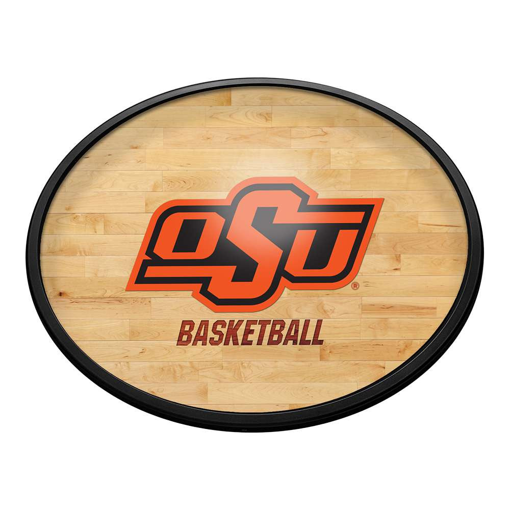 Oklahoma State Cowboys Hardwood - Oval Slimline Lighted Wall Sign | The Fan-Brand | NCOKST-140-12