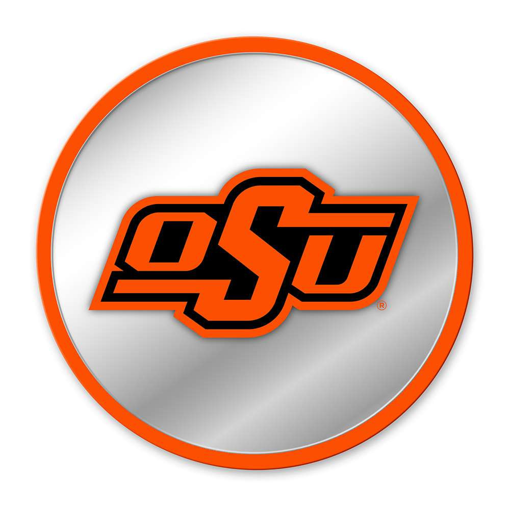 Oklahoma State Cowboys Modern Disc Mirrored Wall Sign | The Fan-Brand | NCOKST-235-01B