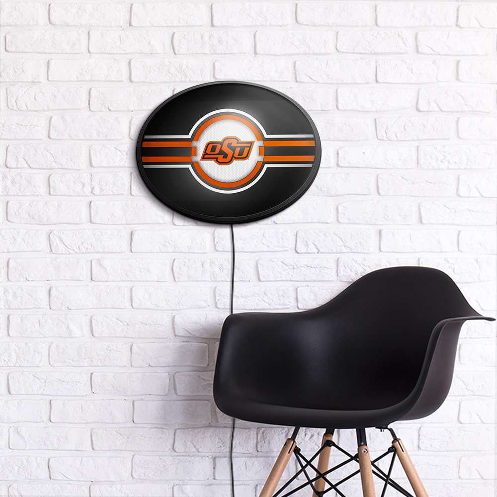 Oklahoma State Cowboys Oval Slimline Lighted Wall Sign - Black