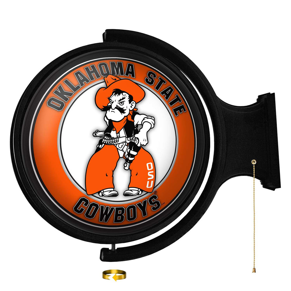 Oklahoma State Cowboys Pistol Pete - Original Round Rotating Lighted Wall Sign | The Fan-Brand | NCOKST-115-03