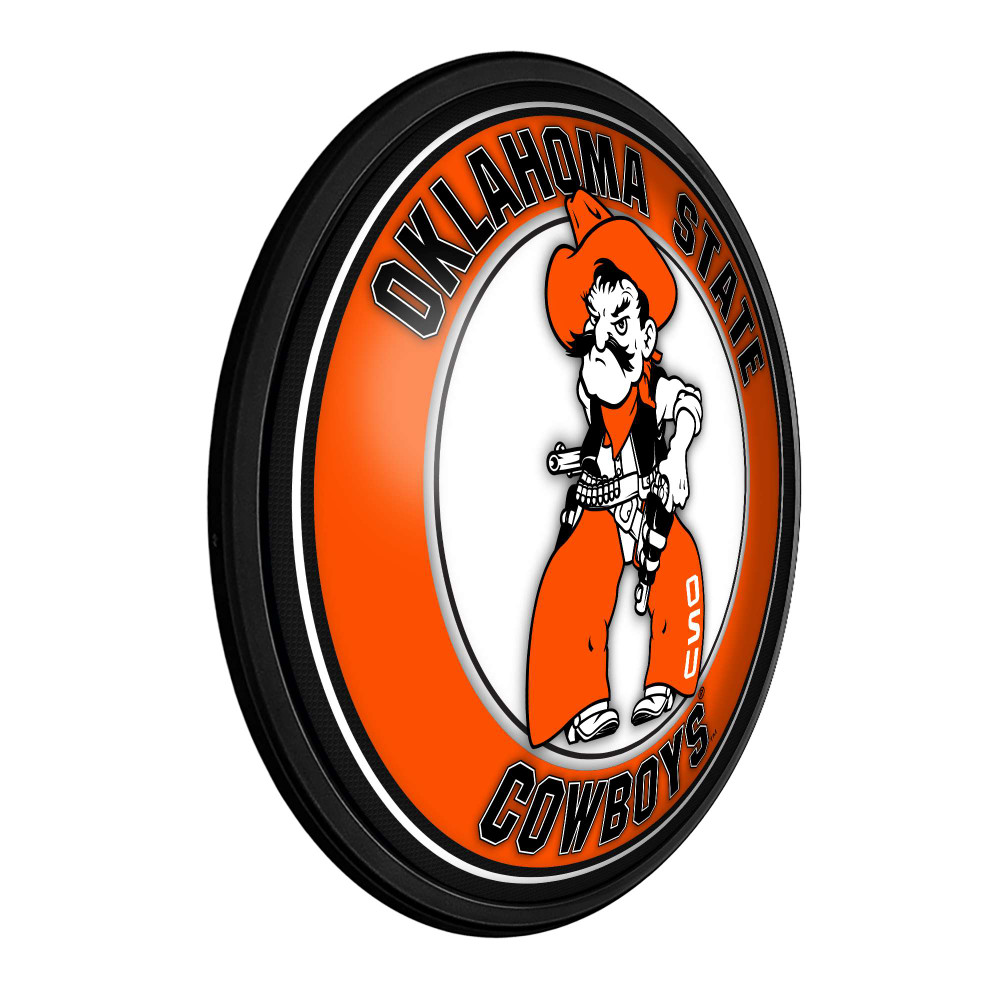 Oklahoma State Cowboys Pistol Pete - Round Slimline Lighted Wall Sign