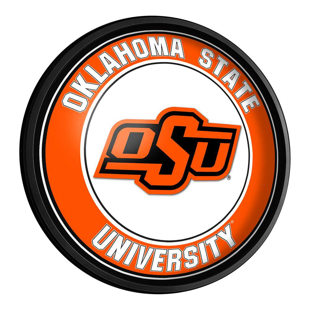 Oklahoma State Cowboys Round Slimline Lighted Wall Sign | The Fan-Brand | NCOKST-130-01