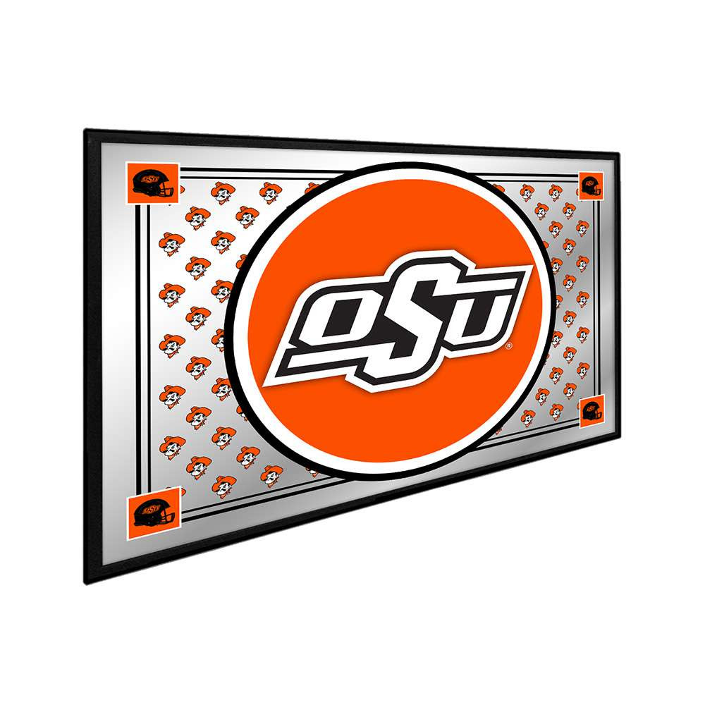 Oklahoma State Cowboys Team Spirit - Framed Mirrored Wall Sign - Mirrored