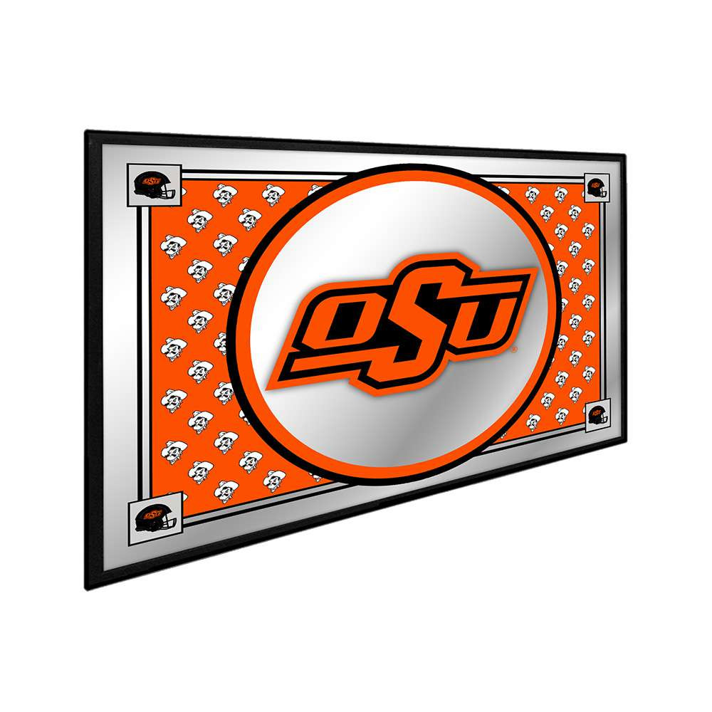 Oklahoma State Cowboys Team Spirit - Framed Mirrored Wall Sign - Orange