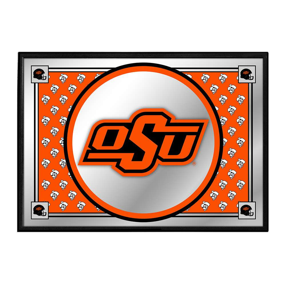 Oklahoma State Cowboys Team Spirit - Framed Mirrored Wall Sign - Orange | The Fan-Brand | NCOKST-265-02B