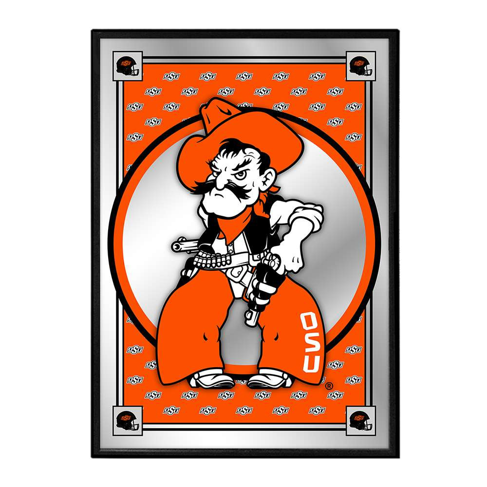 Oklahoma State Cowboys Team Spirit, Mascot - Framed Mirrored Wall Sign | The Fan-Brand | NCOKST-275-02