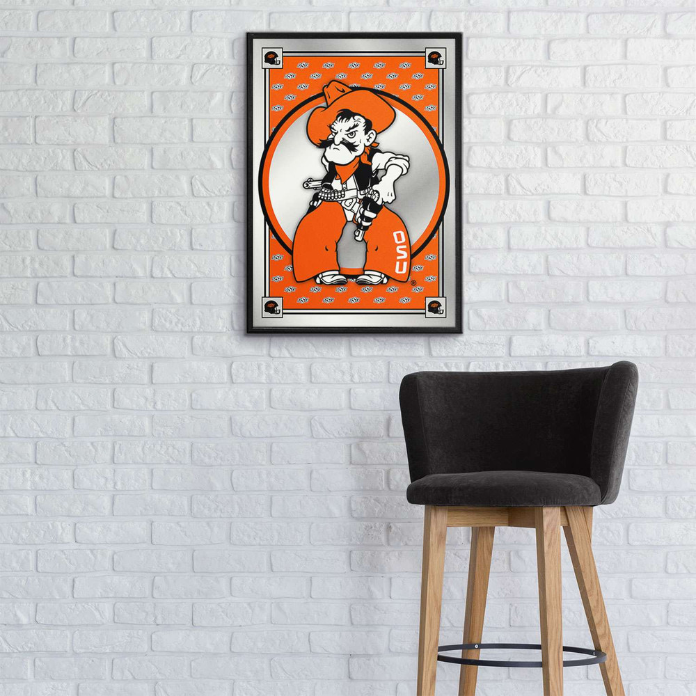 Oklahoma State Cowboys Team Spirit, Mascot - Framed Mirrored Wall Sign