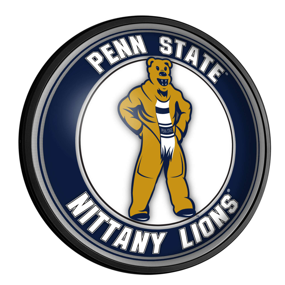 Penn State Nittany Lions Mascot - Round Slimline Lighted Wall Sign | The Fan-Brand | NCPNST-130-02