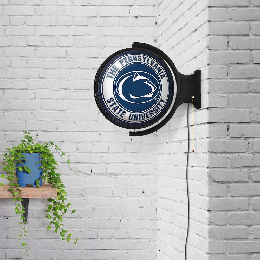 Penn State Nittany Lions Original Round Rotating Lighted Wall Sign - White / Blue