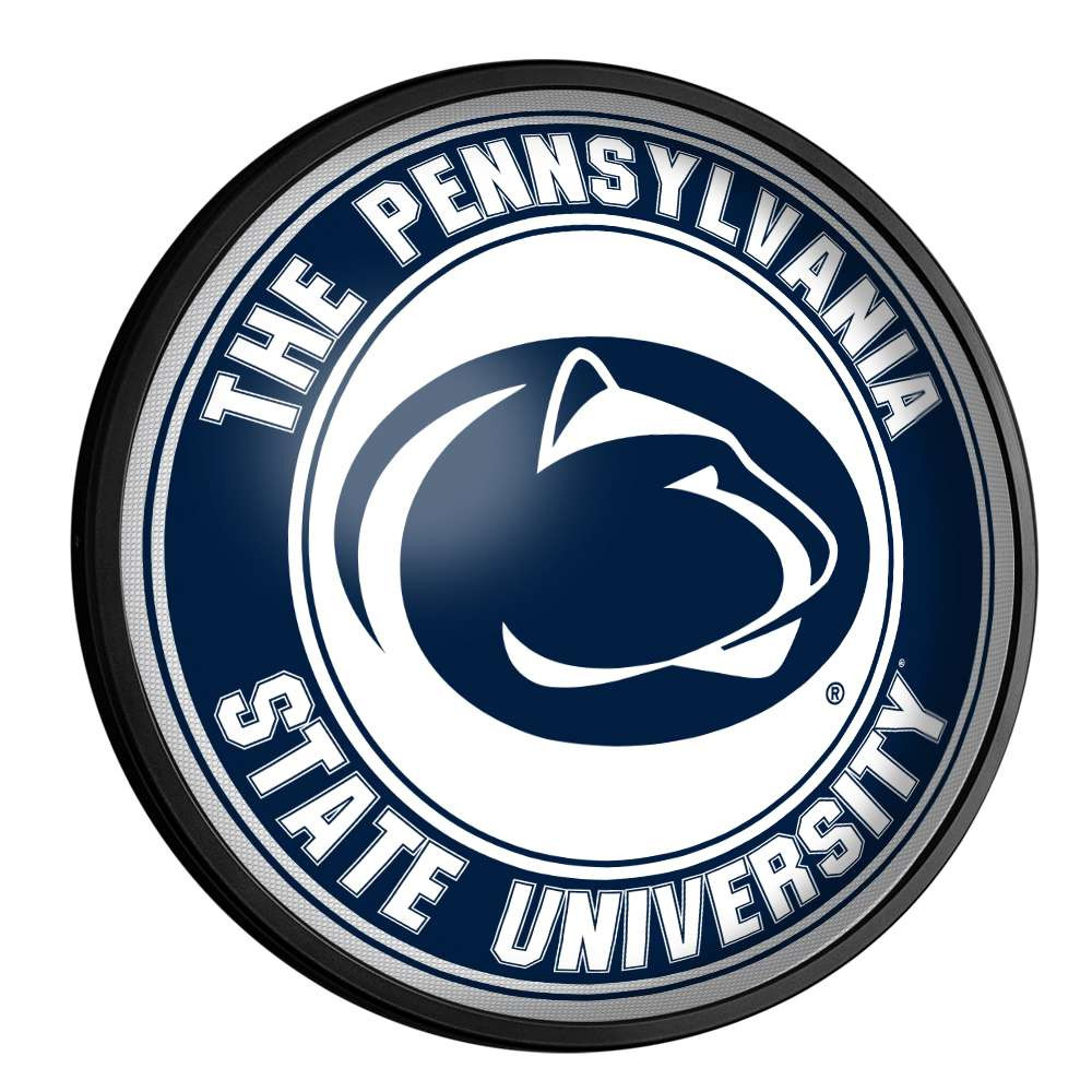 Penn State Nittany Lions Round Slimline Lighted Wall Sign - Blue / White | The Fan-Brand | NCPNST-130-01A