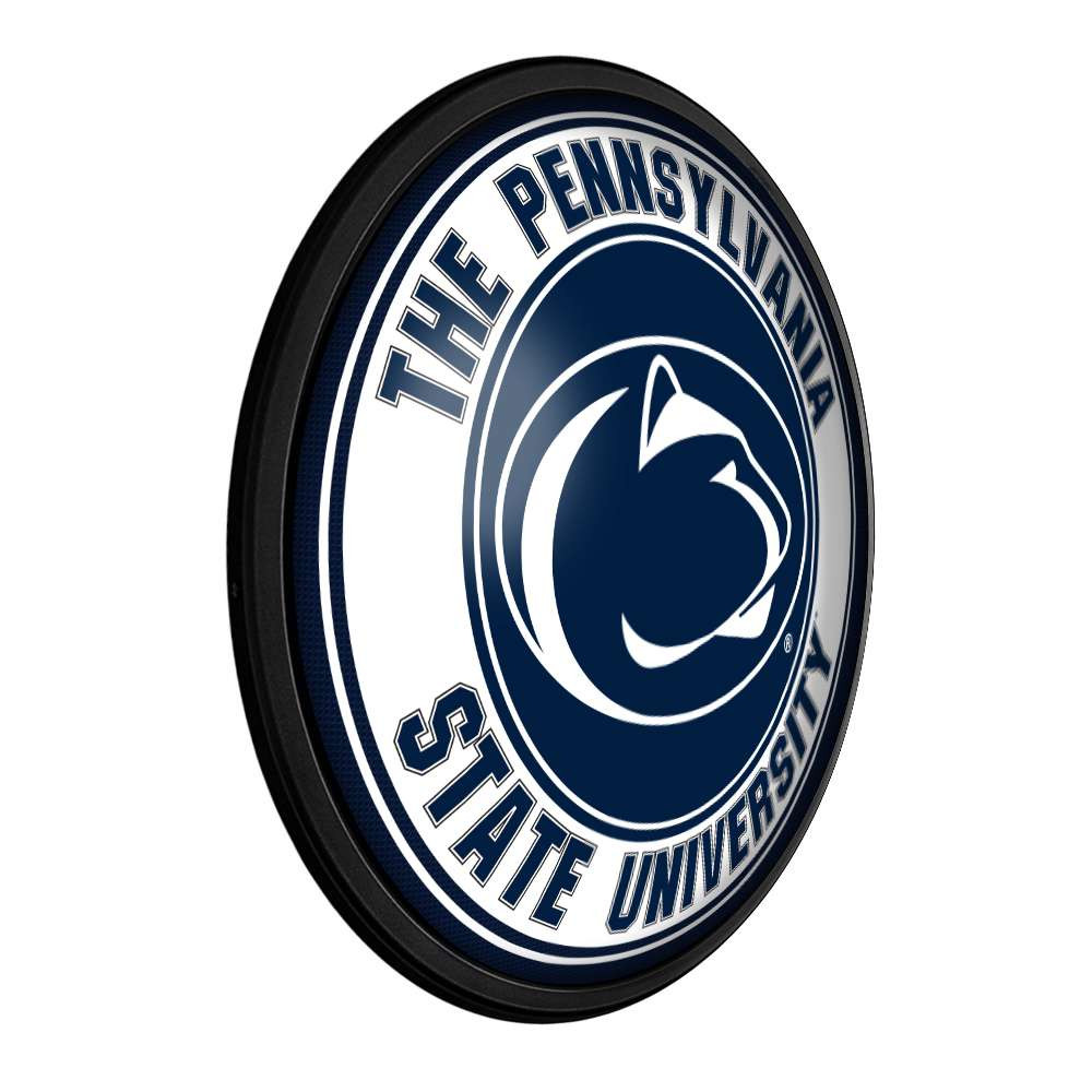 Penn State Nittany Lions Round Slimline Lighted Wall Sign - White / Blue