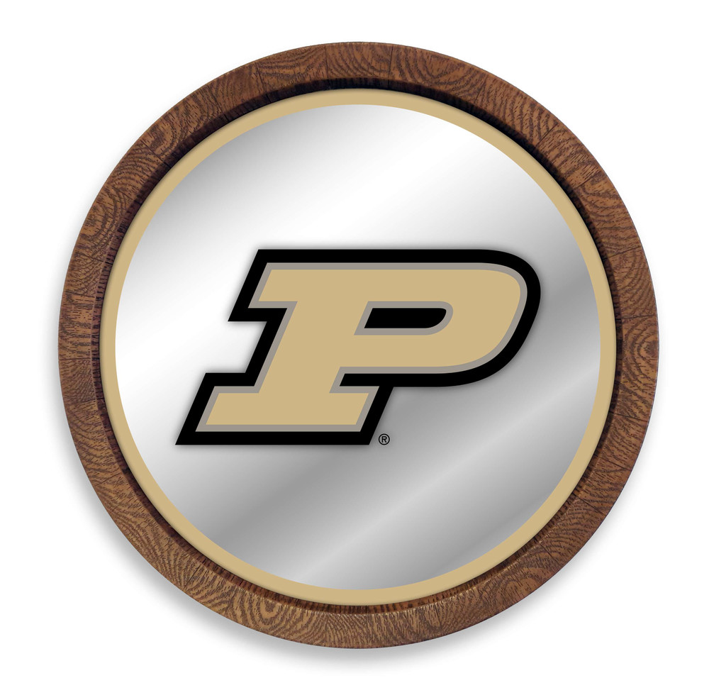 Purdue Boilermakers Faux Barrel Top Mirrored Wall Sign - Gold Edge | The Fan-Brand | NCPURD-245-01B