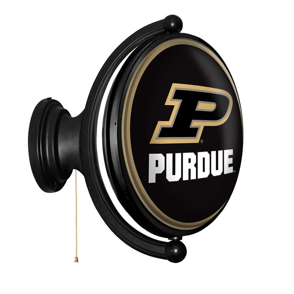 Purdue Boilermakers Original Oval Rotating Lighted Wall Sign - Black