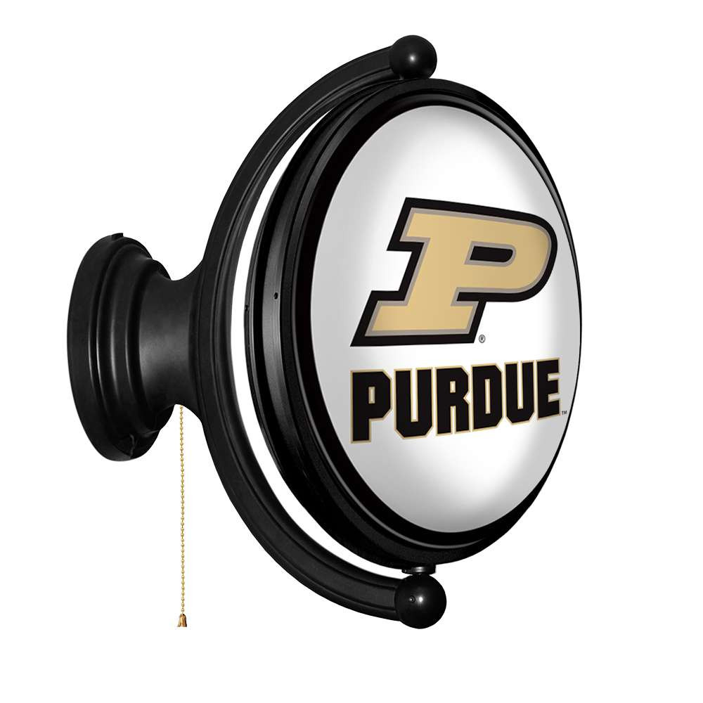 Purdue Boilermakers Original Oval Rotating Lighted Wall Sign - White