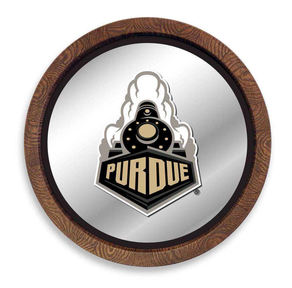 Purdue Boilermakers Special - Faux Barrel Top Mirrored Wall Sign - Black Edge | The Fan-Brand | NCPURD-245-02A