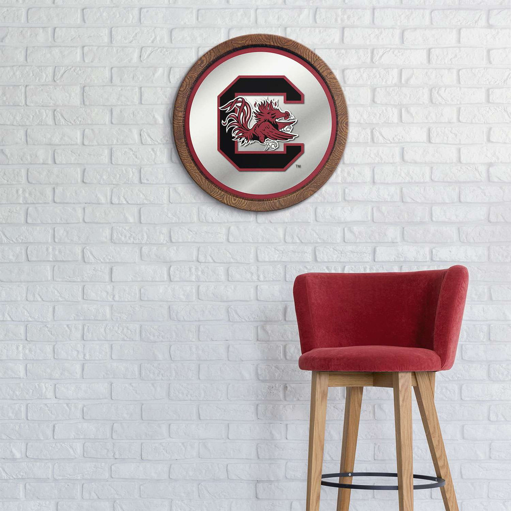 South Carolina Gamecocks Faux Barrel Top Mirrored Wall Sign