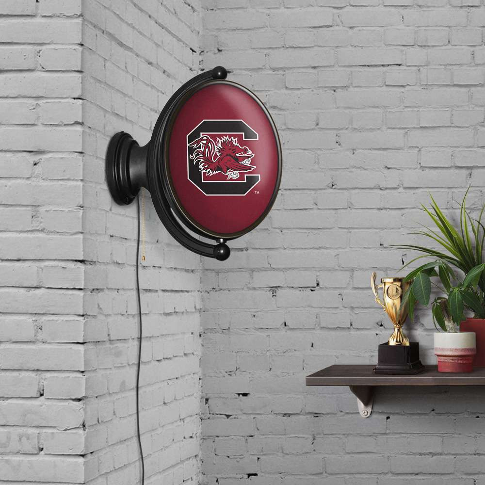 South Carolina Gamecocks Original Oval Rotating Lighted Wall Sign - Garnet