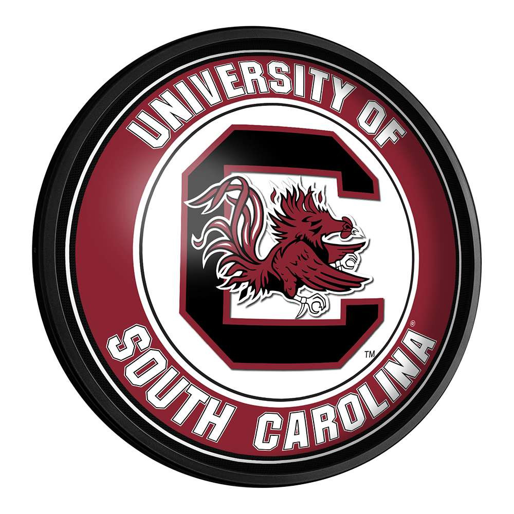South Carolina Gamecocks Round Slimline Lighted Wall Sign | The Fan-Brand | NCSCGC-130-01