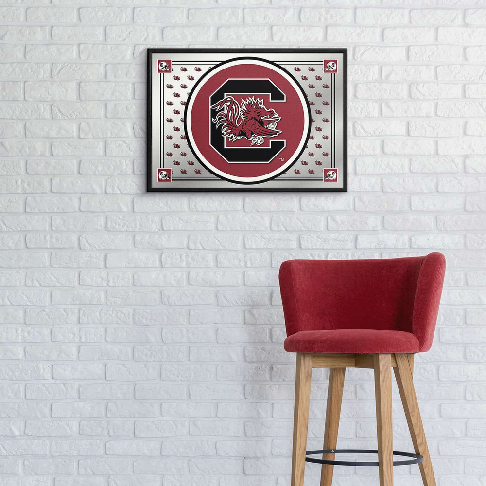 South Carolina Gamecocks Team Spirit - Framed Mirrored Wall Sign - Mirrored