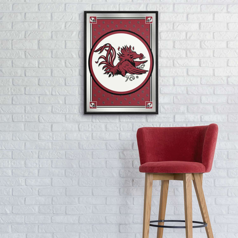 South Carolina Gamecocks Team Spirit, Mascot - Framed Mirrored Wall Sign