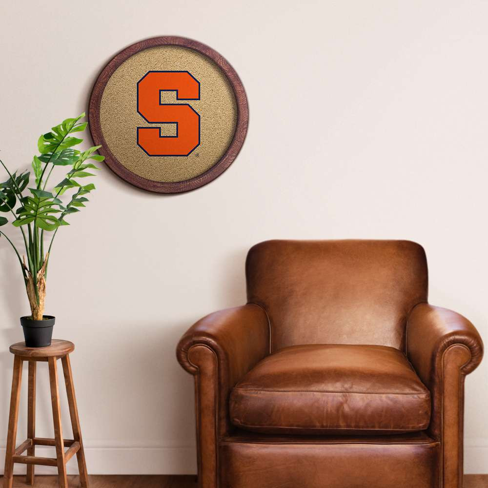 Syracuse Orange Logo - Faux Barrel Framed Cork Board