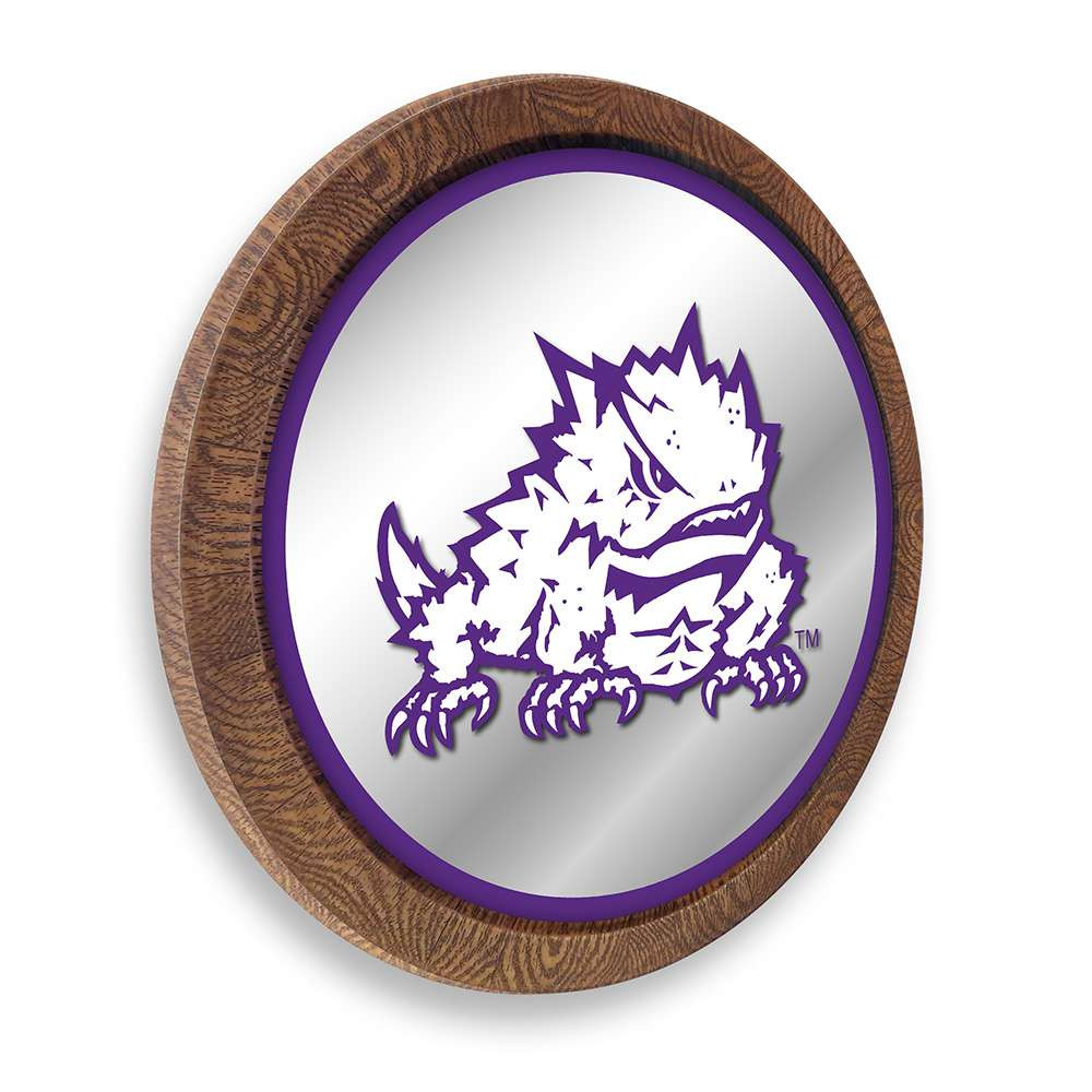 TCU Horned Frogs Mascot - Faux Barrel Top Mirrored Wall Sign