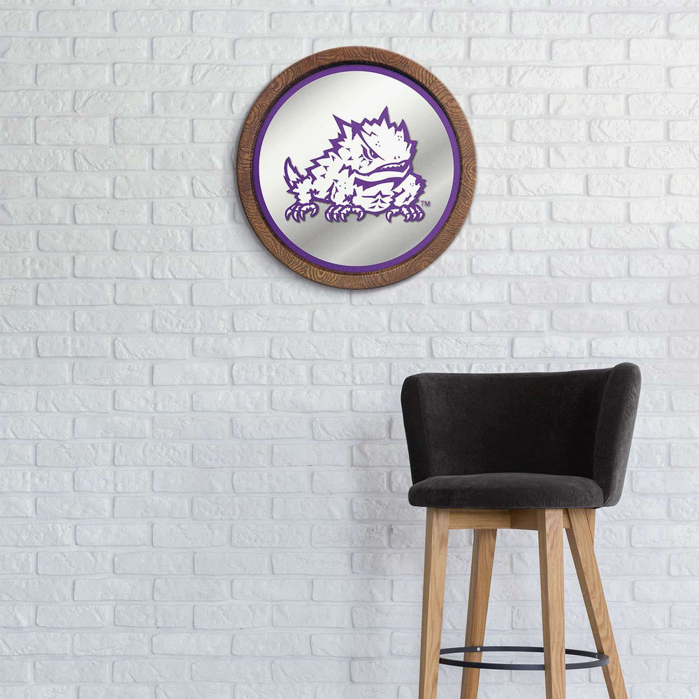 TCU Horned Frogs Mascot - Faux Barrel Top Mirrored Wall Sign