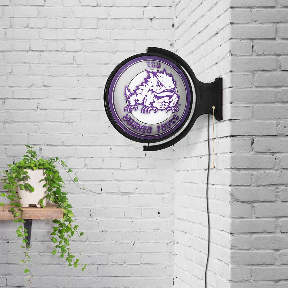TCU Horned Frogs Mascot - Original Round Rotating Lighted Wall Sign